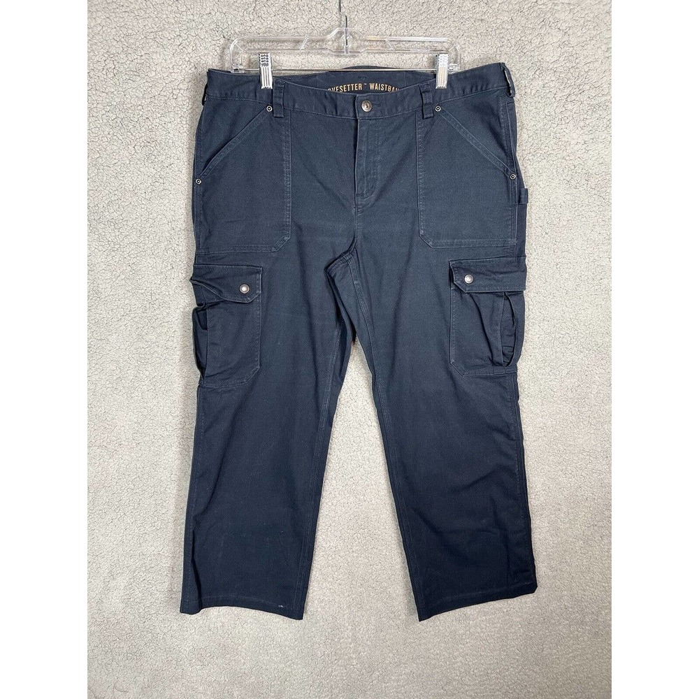 Duluth Trading Co Pants Stretch Curvesetter Blue Cargo Utility Work Womens 14